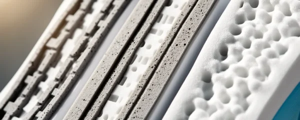 Vue comparative de semelles de chaussures de marche montrant différents niveaux d'amorti